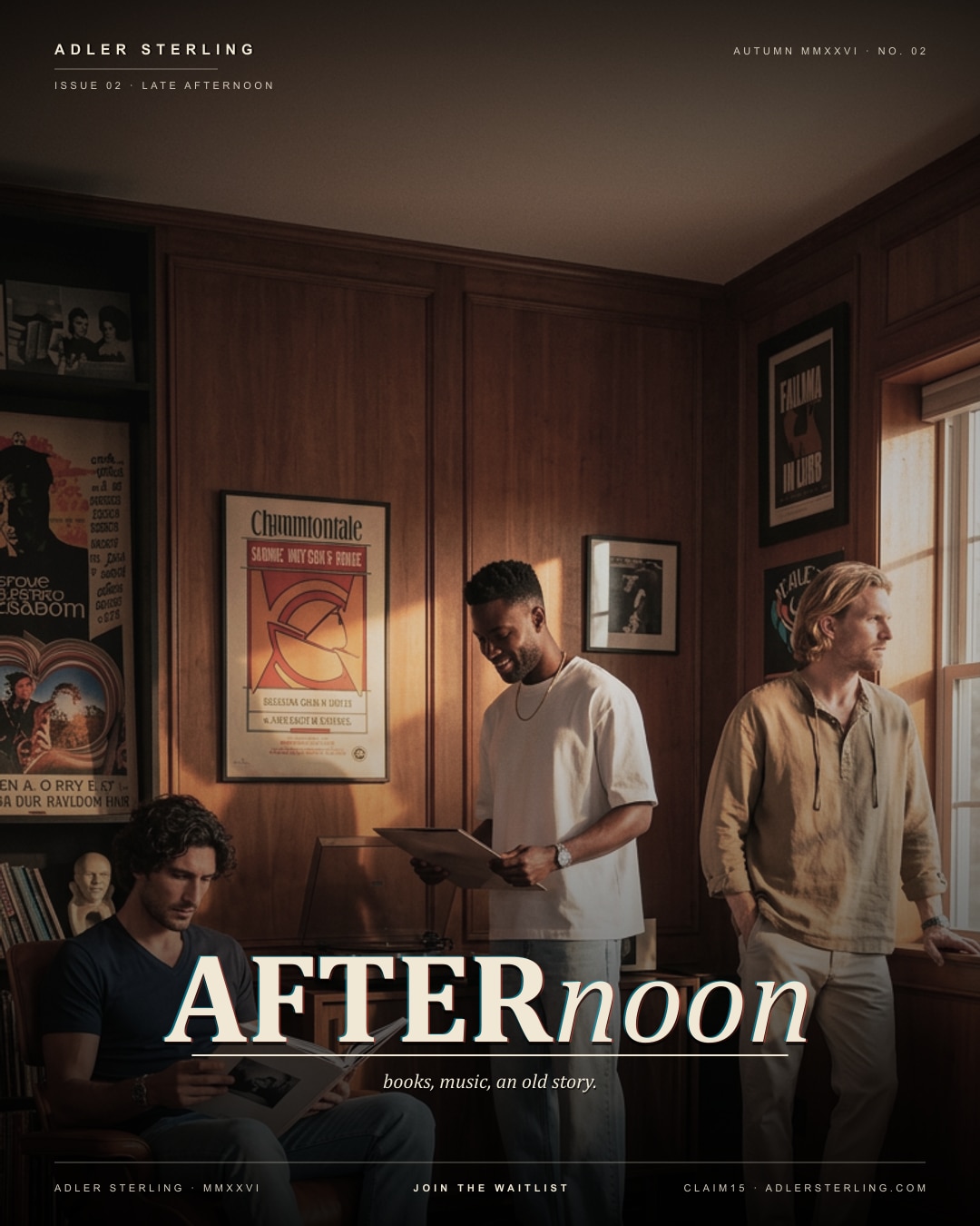 Afternoon — Late Afternoon 07 · Reading + chatting in the wood-panel living room.